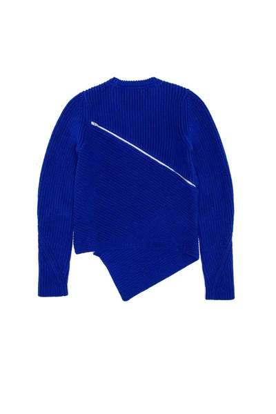 Blue Pullover Zipper White Background — Stock Photo, Image