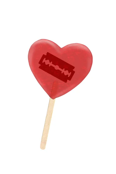 Lollipop Heart Shaped Blade — Stock Photo, Image