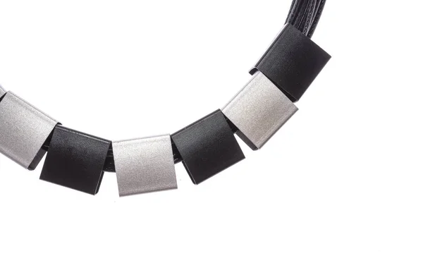 Collar Fragmentos Sobre Fondo Blanco Cuadrados Blanco Negro — Foto de Stock