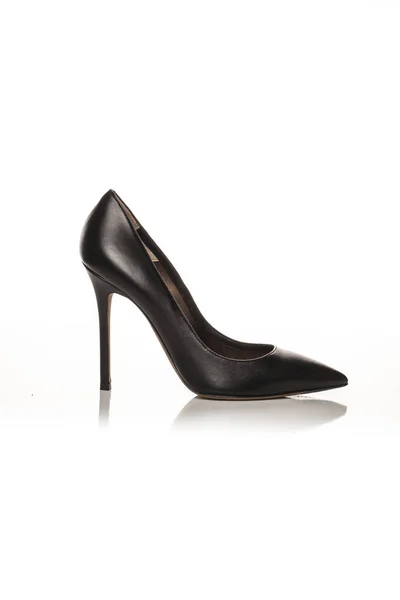 Чорне Жіноче Взуття Білому Тлі — стокове фото