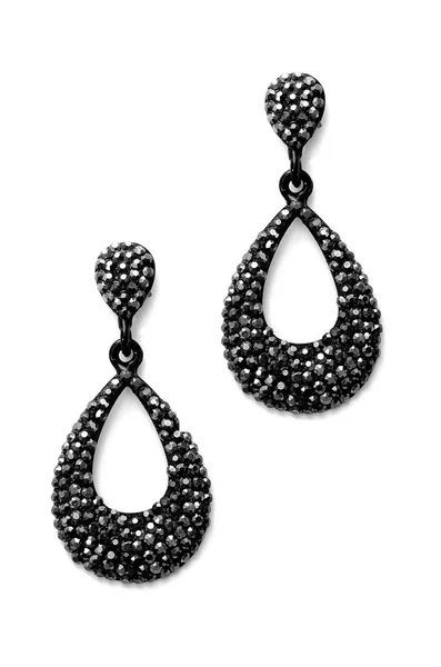 Earrings Black Gems White Background — Stock Photo, Image