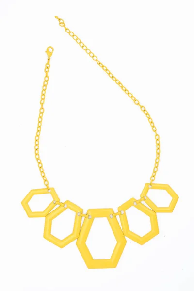 Желтое Геометрическое Ожерелье Изолировано Белом — стоковое фото
