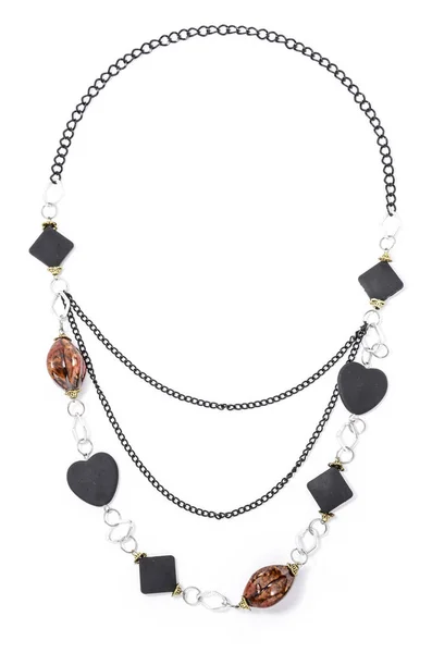 Ketting Met Amber Onyx Een Witte Achtergrond — Stockfoto