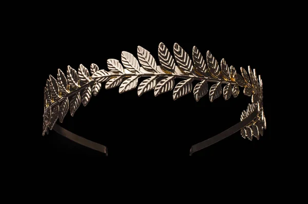 golden laurel wreath headband isolated on black