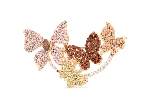 Brooch Butterflies White Background — Stock Photo, Image
