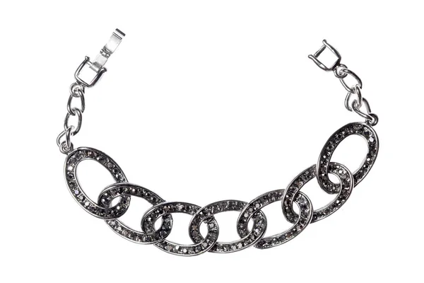 Silver Chain Bracelet White Background — Stock Photo, Image