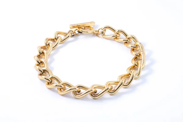 Thick Gold Bracelet Isolated White — Stock Photo, Image