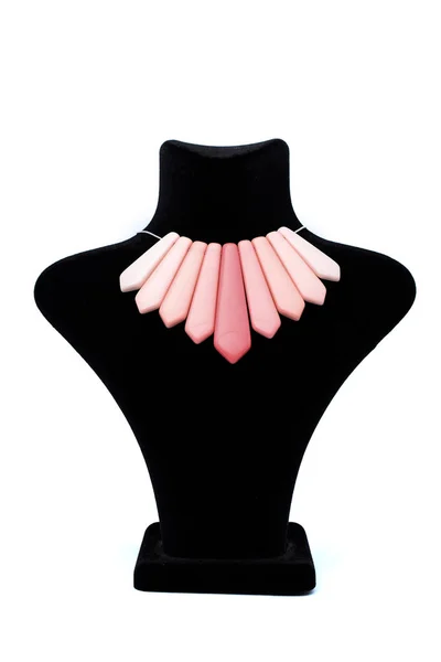 Pendant Pink Stones Mannequin Isolated White — Stock Photo, Image