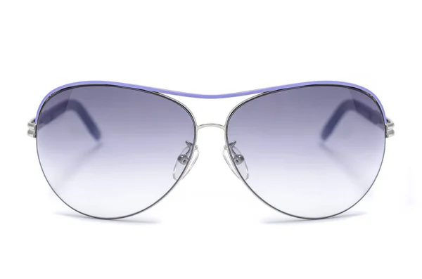 Kacamata Hitam Dengan Bingkai Besi Biru Terisolasi Atas Putih — Stok Foto