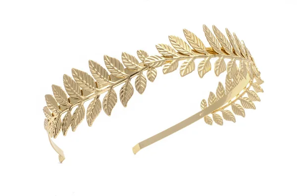 golden laurel wreath headband isolated on white