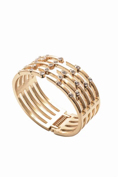 Gold Bracelet Diamonds White Background — Stock Photo, Image