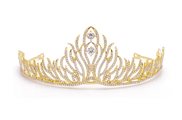 Diadema Oro Con Diamantes Aislados Blanco — Foto de Stock