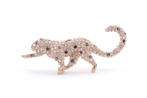 Brooch Leopard White Background — Stock Photo, Image