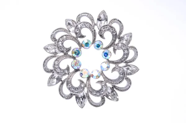 Brooch Gems Isolated White — Stock Photo, Image