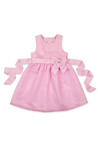 Розовое Детское Платье Луком Белом Фоне — стоковое фото
