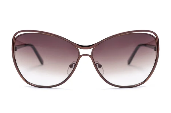 Óculos Sol Femininos Com Vidro Castanho Isolado Branco — Fotografia de Stock