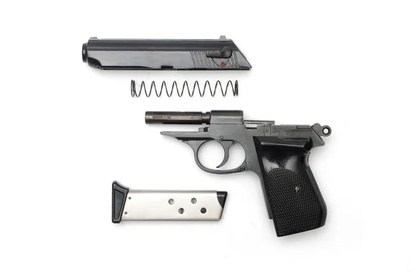 Pistola Smontata Sfondo Bianco — Foto Stock