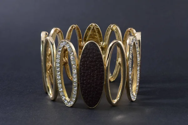 Gold Bracelet Diamonds Isolated Black — Stock Photo, Image