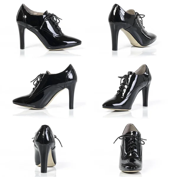黑色的靴子从不同的角度在白色背景 — 图库照片