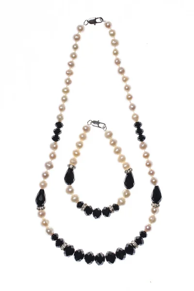 Ensemble Bracelet Perles Sur Fond Blanc — Photo