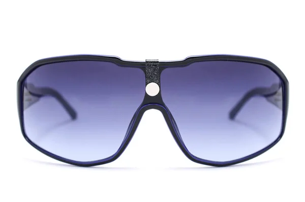 Gafas Sol Montura Azul Oscuro Con Cristal Azul Aislado Blanco — Foto de Stock