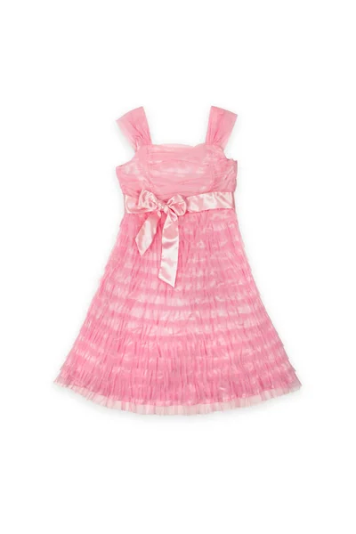 Vestido Bebé Rosa Con Lazo Sobre Fondo Blanco —  Fotos de Stock