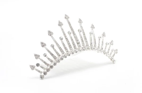 Diadema Argento Con Diamanti Isolati Bianco — Foto Stock