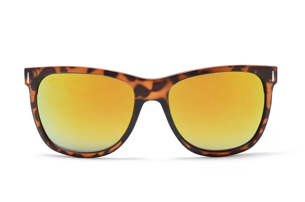 Sonnenbrille Transparentem Gelbem Rahmen Isoliert Auf Weiß — Stockfoto