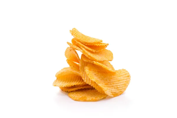 Aardappel Chips Geïsoleerd Witte Achtergrond — Stockfoto