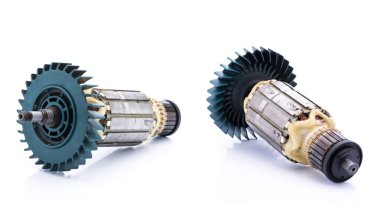 Elektrik motor rotoru izole edilmiş beyaz arkaplan