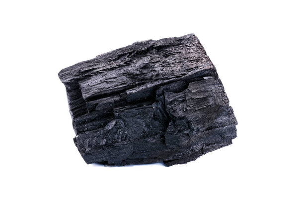 Natural wood charcoal, traditional charcoal or hard wood charcoal isolated on white background