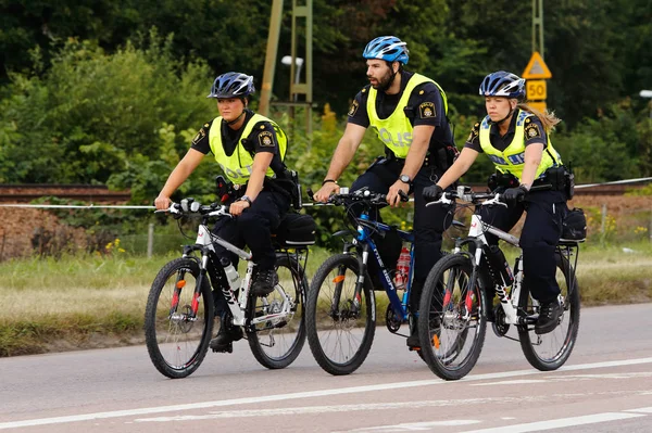 Vasteras Švédsko Červenec 2013 Švédská Policie Jízdní — Stock fotografie