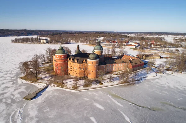 Luftaufnahme Der Schwedischen Burg Gripsholm Winter — Stockfoto
