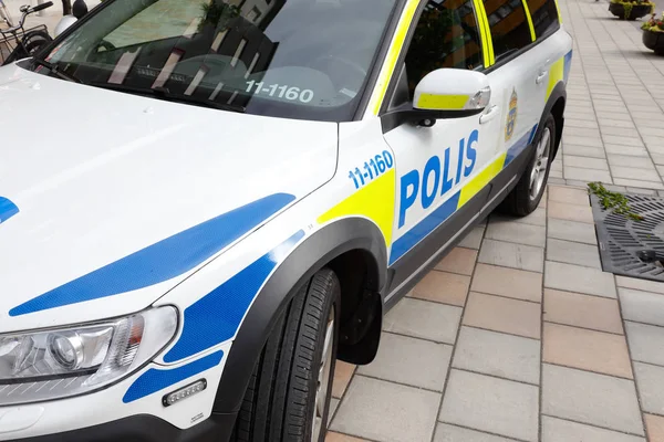 Boden Švédsko Června 2018 Detail Švédské Volvo Policejní Auto Zaparkoval — Stock fotografie