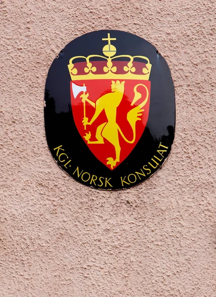 Visby Sweden May 2016 Close Sign Coat Arms Norwegian Consate — стоковое фото