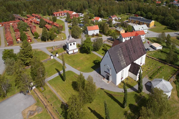 Lovanger Sweden June 2018 Aerial View Lovanger Church Its Church — Stock Photo, Image