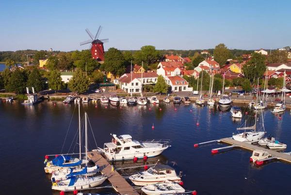 Strangnas Sweden July 2018 Aerial View Marina City Center Red — Stock Photo, Image