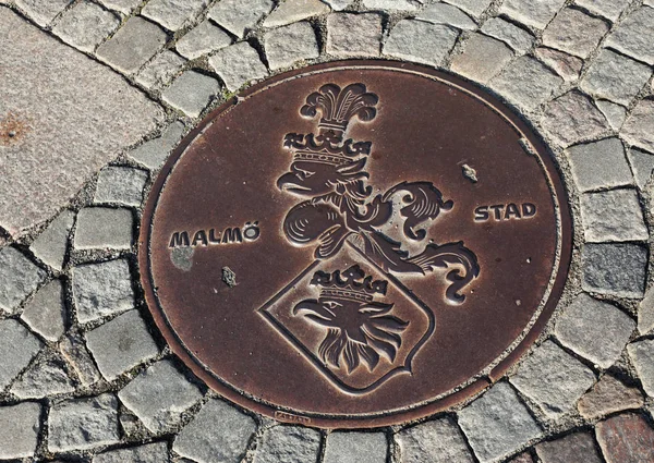 Malmo Sweden August 2017 Close Manhole Lid Covers Water Supply — Stock Photo, Image