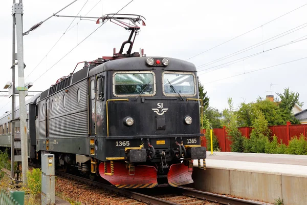 Arboga Suécia Julho 2018 Uma Locomotiva Elétrica Preta Classe Rc6 — Fotografia de Stock