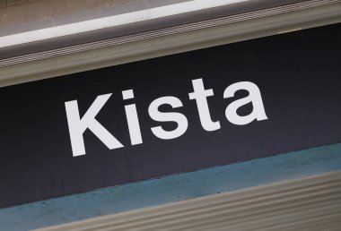 Stockholm metro istasyonu adı işaret Kista banliyö bölgesinde adı paylaşımı kapat.