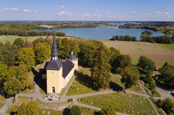 Bjornlunda Schweden September 2018 Luftaufnahme Der Bjornlunda Kirche Mit Ihrer — Stockfoto