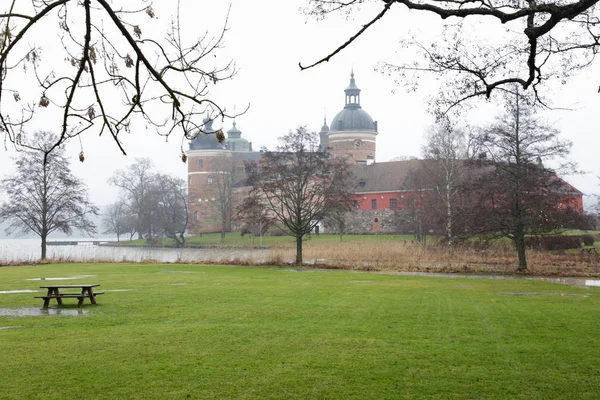 Nebel Und Regen Auf Der Burg Gripsholm Während Der Wintersaison — Stockfoto