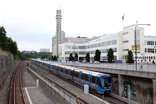 Stockholm Zweden Augustus 2015 Één C20 Klasse Metro Aankomen Het — Stockfoto