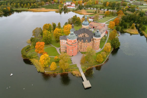 Aerial View Autumn Season Swedish 16Th Century Gripshoilm Castle Located — Stock Photo, Image