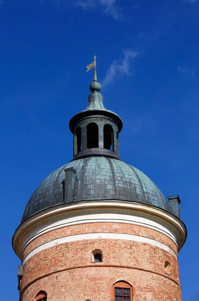 Nahaufnahme Eines Runden Roten Backsteinturms Auf Der Burg Gripsholm Vor — Stockfoto