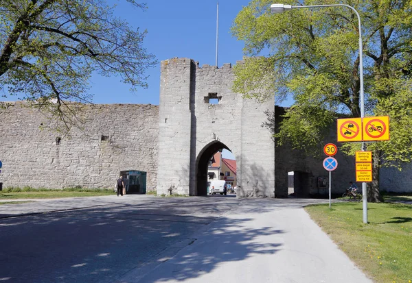 Visby Suécia Maio 2016 Vista Portão Soderport Cidade Medieval — Fotografia de Stock