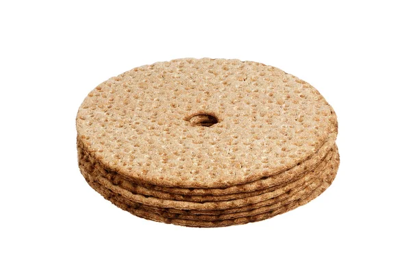 Jeden Zásobník Tradiční Švédské Křehký Chléb Žita Izolovaných Bílém Pozadí — Stock fotografie