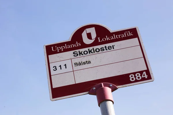Skokloster Suecia Mayo 2018 Señal Parada Autobús Que Sirve Línea —  Fotos de Stock