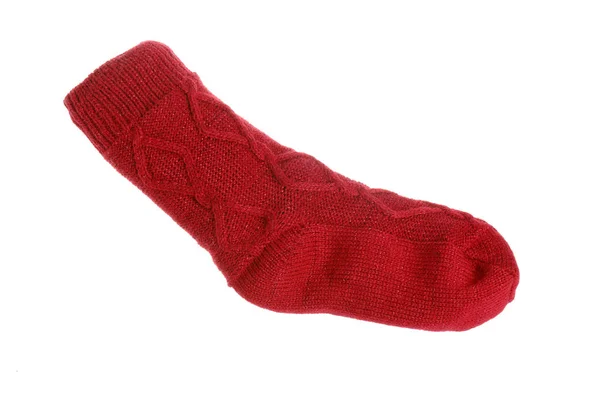 Червоний шкарпетка на білому — стокове фото