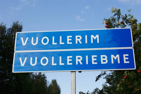 Vuollerim road sign — Stock Photo, Image